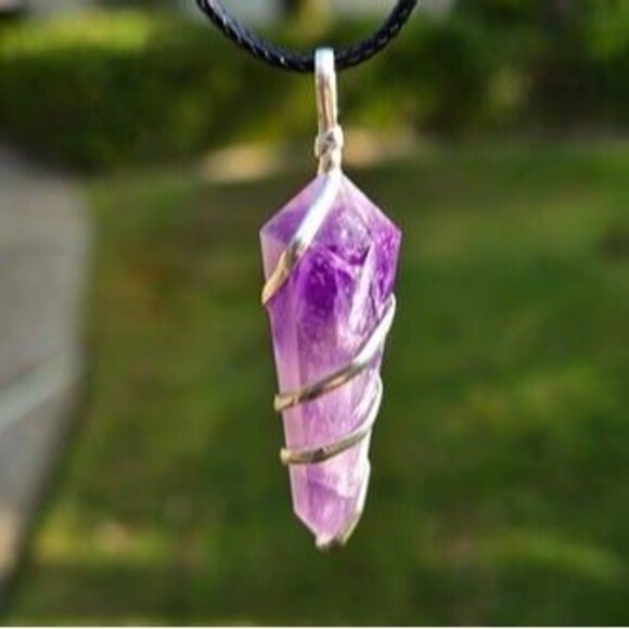 Amethyst Wire Wrapped Point Pendant - Picture 4 of 5